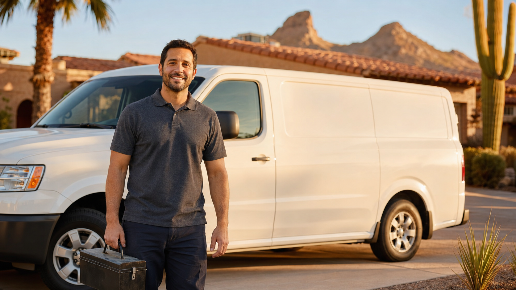 Valley Chill partner service van parked at a Phoenix residential job site